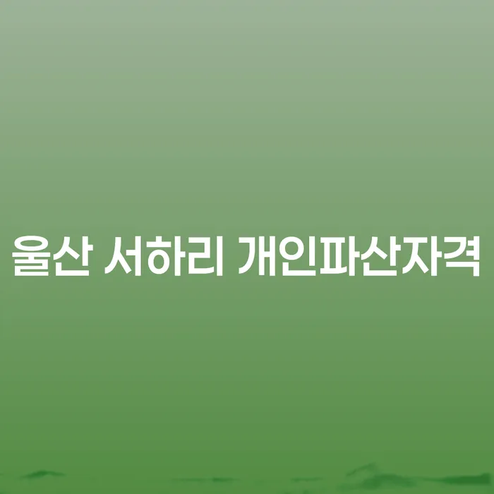 울산 서하리 개인파산자격이란 무엇일까요?